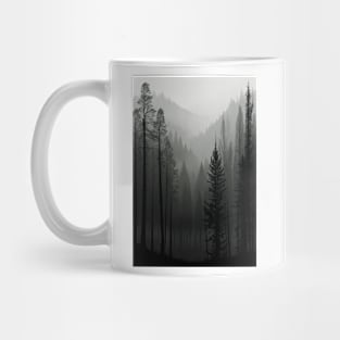 Misty Pine Trees in a Spooky Forest Mug